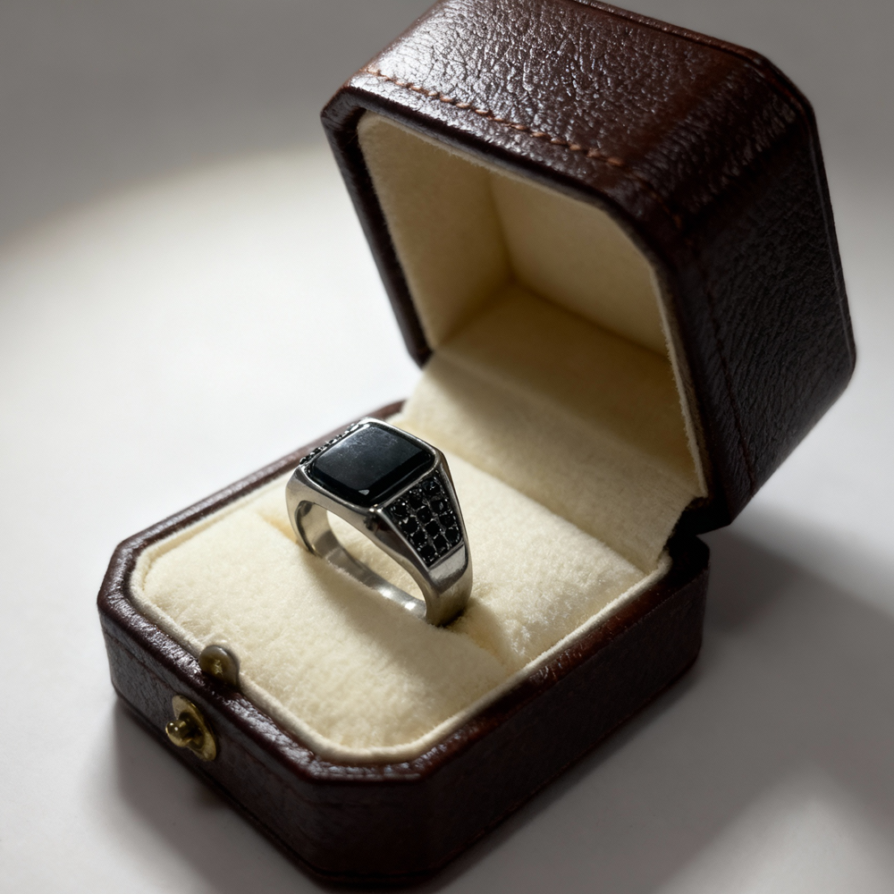 Dominion Black Onyx Men’s Ring in Gold Color