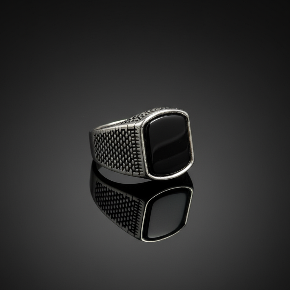 Eclipse Silver Men’s Ring with Black Stone