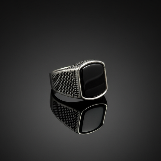 Eclipse Silver Men’s Ring with Black Stone