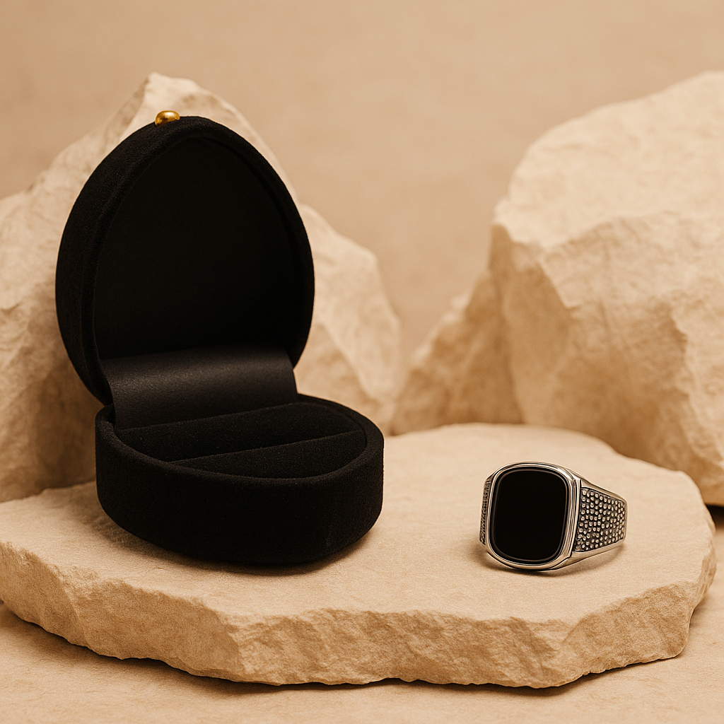 Eclipse Silver Men’s Ring with Black Stone